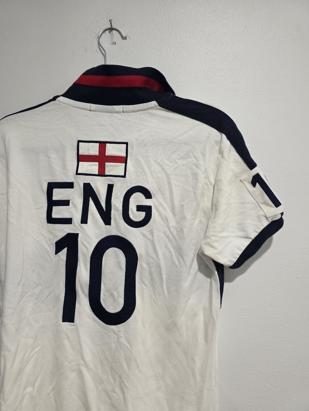 Polo Ralph Lauren England Flag Crest Custom Fit Polo Shirt Size Medium - Picture 6 of 16